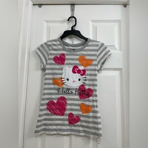 🎈🎈🎈Hello Kitty Girl’s Pink Hearts Print Striped Tee Shirt Size L